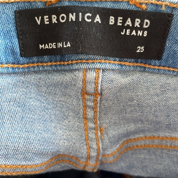 Veronica Beard Jean High Rise Button Fly Bell Flare Lakeshore Wash Size 25 - Picture 12 of 13